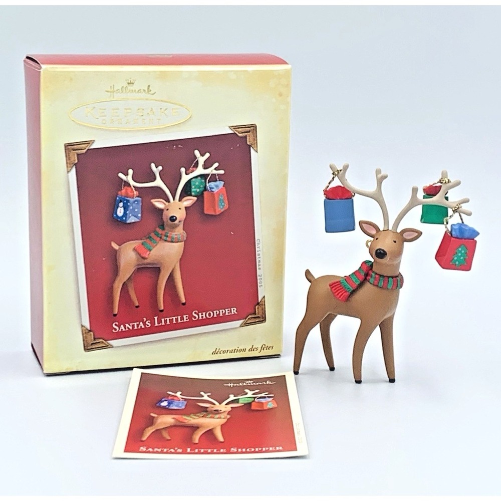 2005 Santa's Little‎ Shopper Hallmark Keepsake Ornament Reindeer Gifts Presents